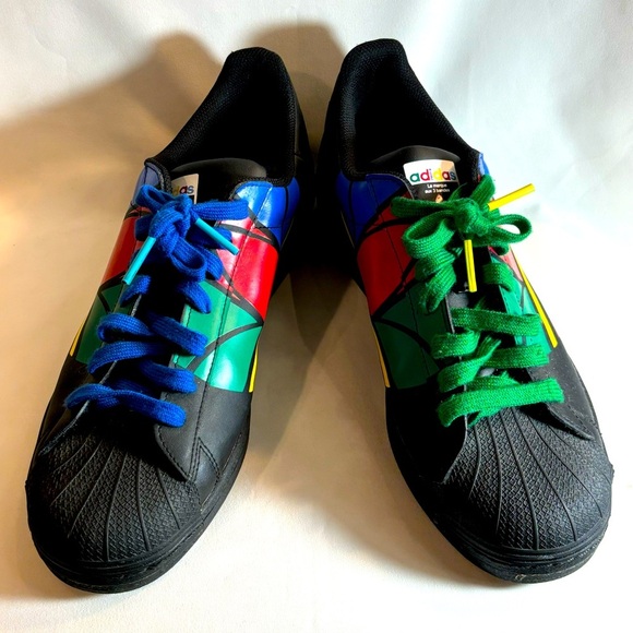 ADIDAS Sz 10.5 S Sneakers Superstar Pure Colourful Lace Up Trefoil Large Logo - Picture 1 of 10